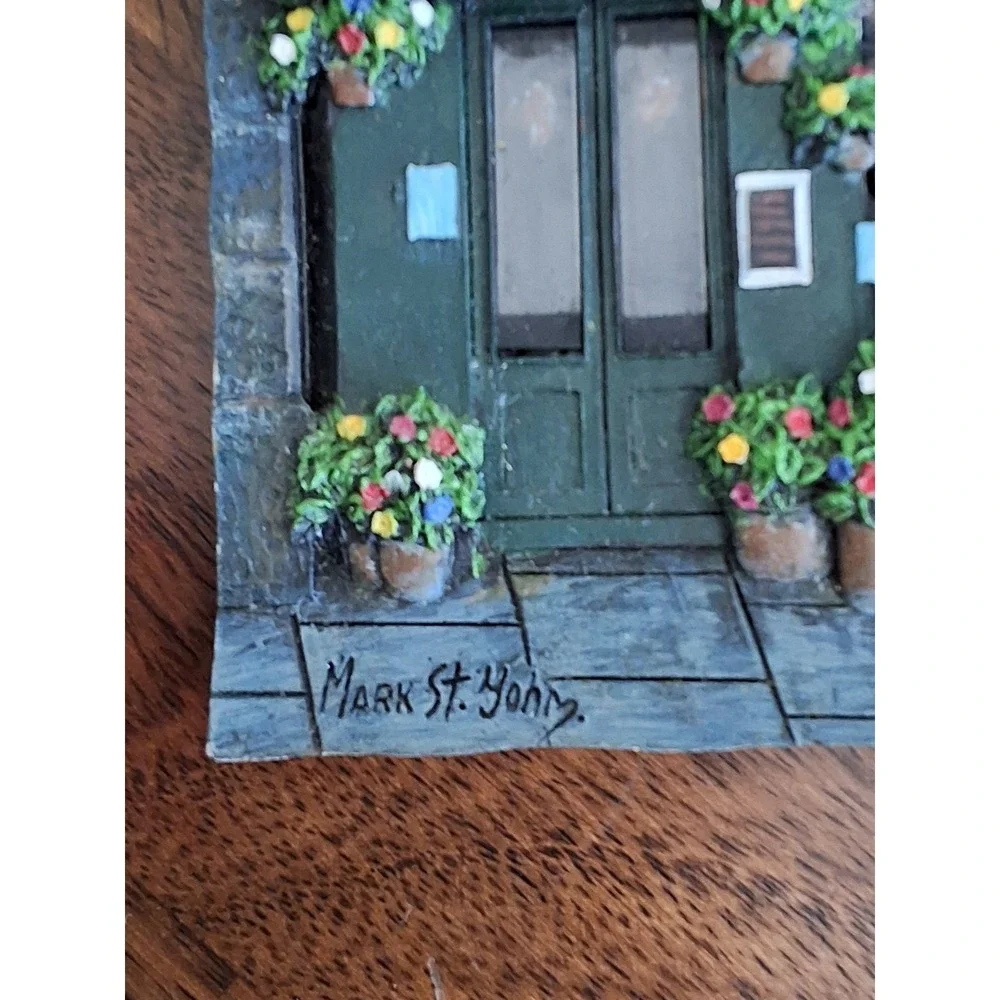 Vintage Mark St John Cafe‎ & Flower Shop 3D Resin Wall Plaques. Lot Of 2